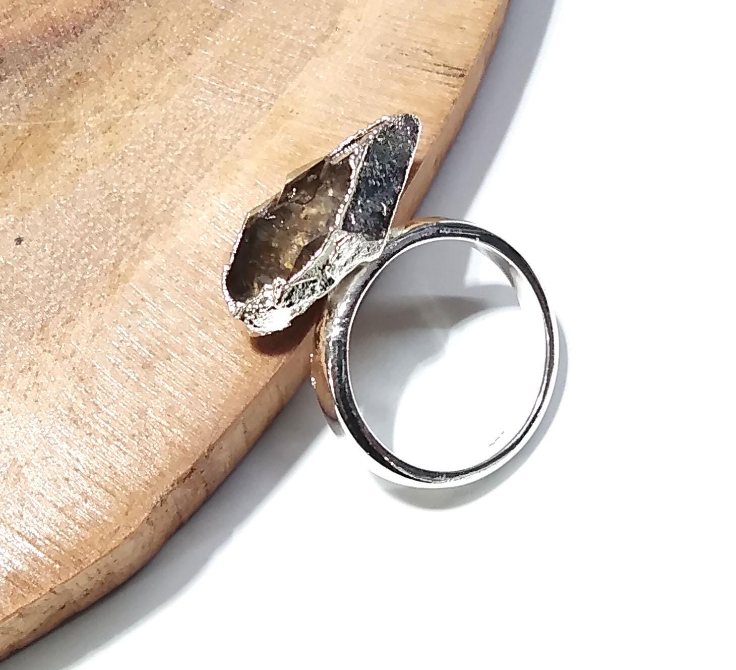 Natural Herkimer Diamond Stone Rough Ring, Solid 925 Sterling Silver Ring, Diamond Stone Size 17x7mm Handmade Gift Statement Ring Jewelry